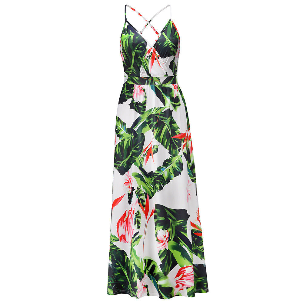 Women's Clothing Floral Suspender Beach Dress